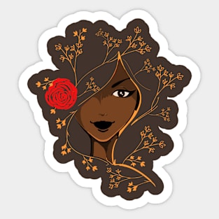 Girl with the Floral Hair Sticker